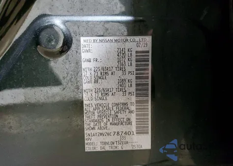 2019 Nissan Rogue S from USA, damaged, VIN 5N1AT2MV2KC787401